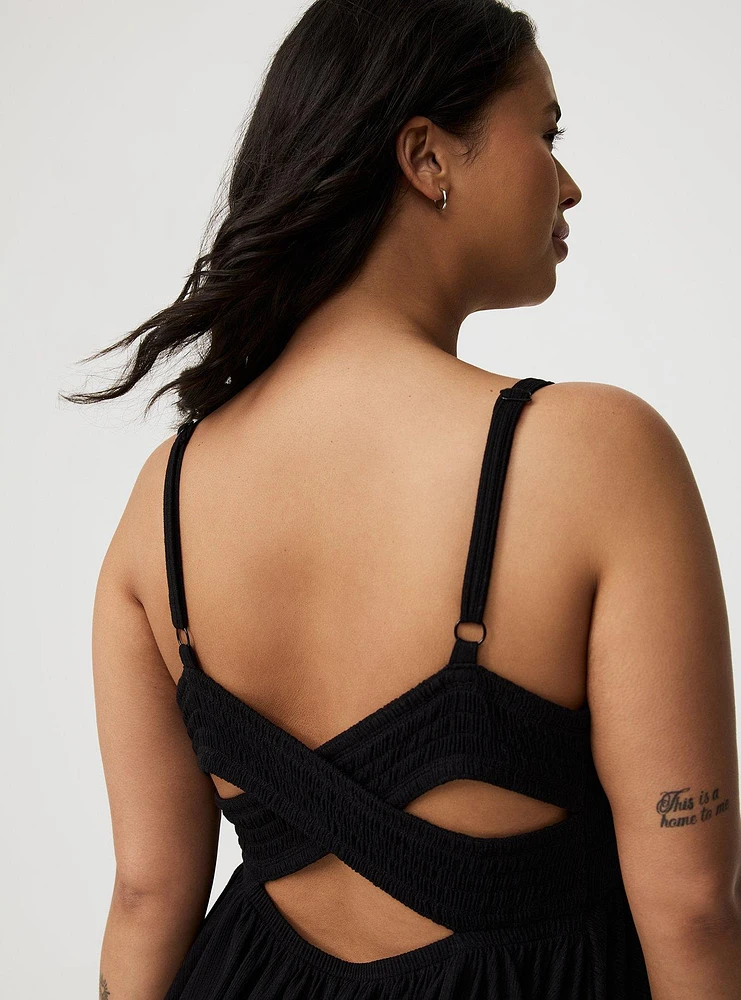 Smocked Criss-Cross Babydoll Top