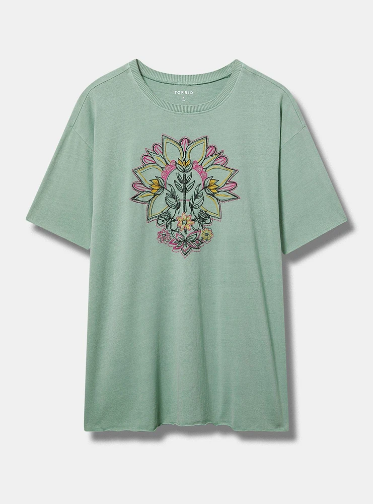 Floral Mandala Relaxed Heritage Jersey Raw Edge Tee