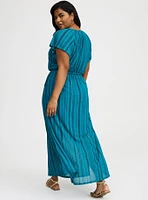 Crinkle Gauze Button-Front Maxi Dress