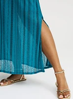 Crinkle Gauze Button-Front Maxi Dress