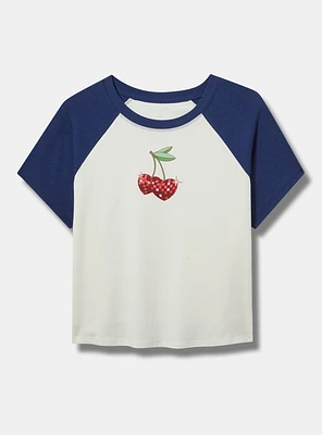 Cherry Fitted Vintage Jersey Ringer Crop Tee