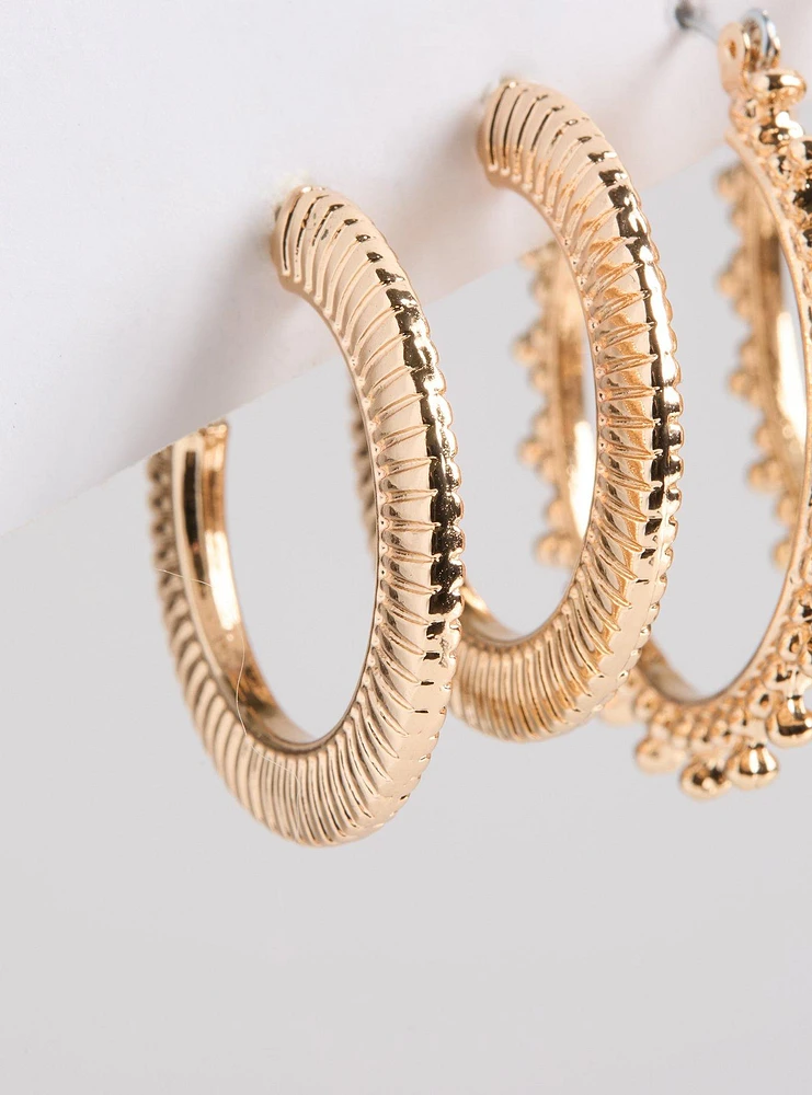 Beaded Hoop Earring Set