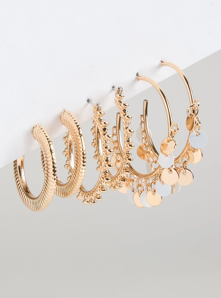 Beaded Hoop Earring Set