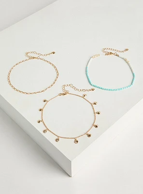 Beaded Shell Anklet Set