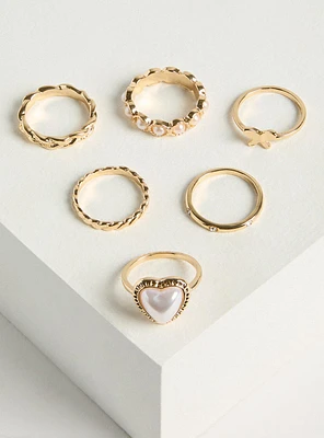 Pearl Butterfly Ring Set