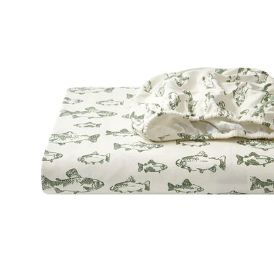 Ensemble de draps en flanelle Eddie Bauer avec motif banc poissons