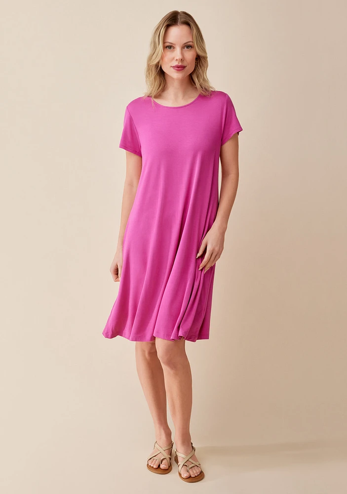 Short Sleeve A-Line Swing Dress