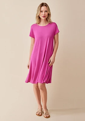 Short Sleeve A-Line Swing Dress