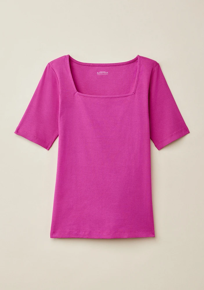 Square Neck Short Sleeve Top