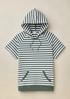 Striped Hooded Popover Top