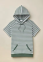 Striped Hooded Popover Top