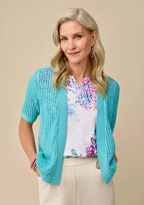 Petite - Pointelle Open Cardigan
