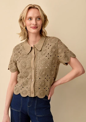 Crochet Collared Sweater