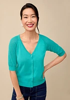 Pointelle Sleeve Button Up Cardigan