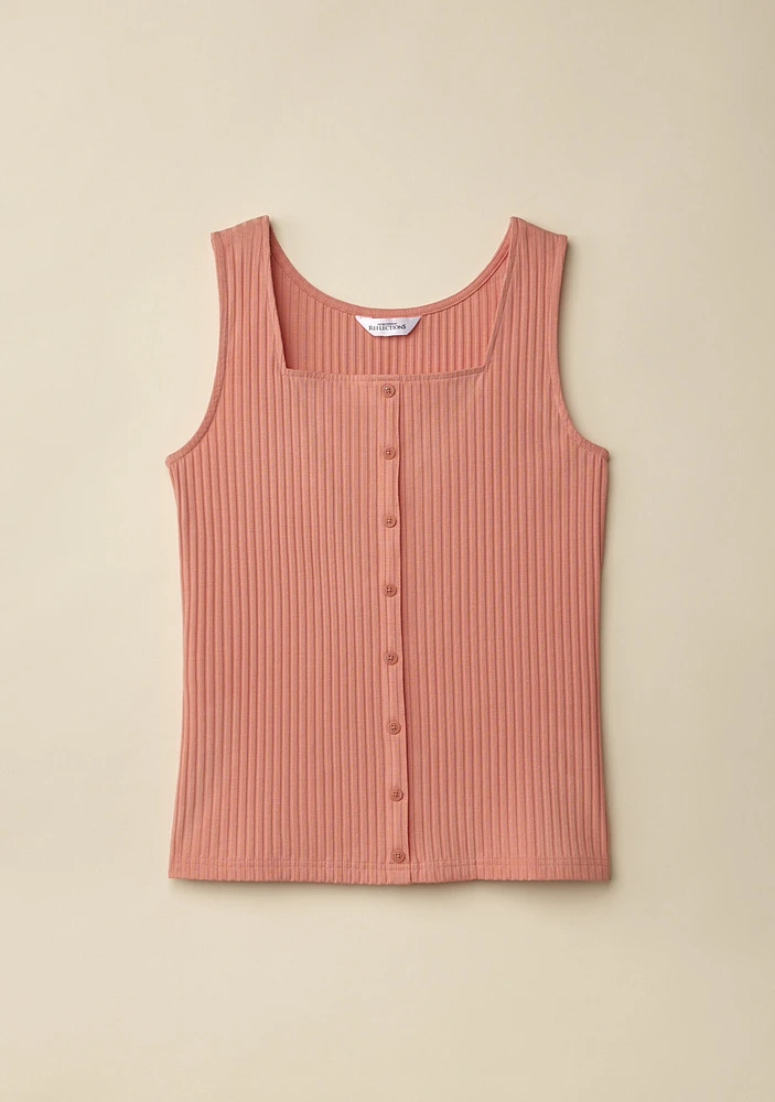 Square Neck Button-Front Tank