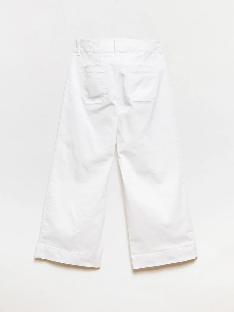 Haylie White Wide Crop Jeans