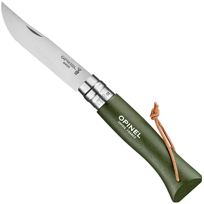 Opinel No.8 Stainless Steel Khaki Beech Wood with Lanyard (1703)