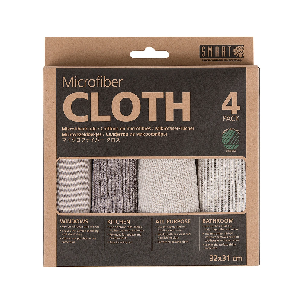 Smart Microfiber Cleaning Cloth 4Pc Grey Beige (E-1124-4-12)