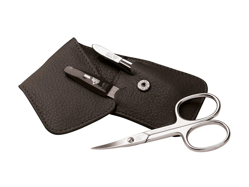 Erbe Soft Case 3pc Manicure Set Carbon Nickel Plated Black (9018)