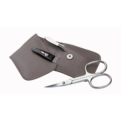 Erbe Soft Case 3pc Manicure Set Carbon Nickel Plated Taupe (9208)