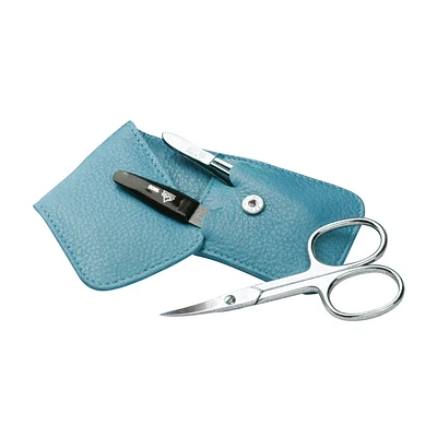 Erbe Soft Case 3pc Manicure Set Carbon Nickel Plated Turquoise (9203)