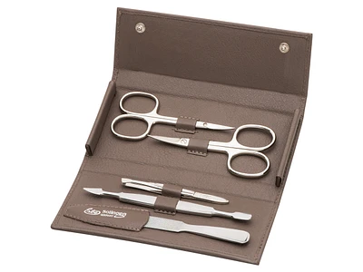 Erbe Soft Case 5pc Manicure Set Carbon Nickel Plated Taupe (9210)