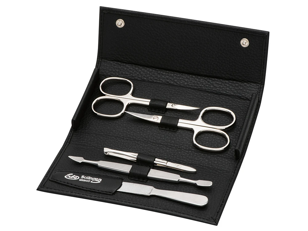 Erbe Soft Case 5pc Manicure Set Carbon Nickel Plated Black (9219)