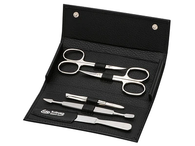 Erbe Soft Case 5pc Manicure Set Carbon Nickel Plated Black (9219)