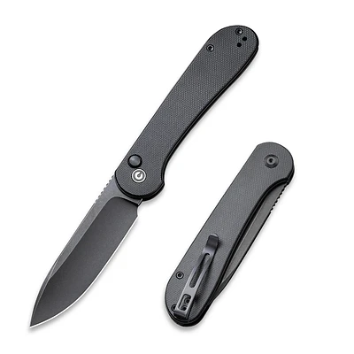 CIVIVI Button Lock Elementum Black G10 Black Blade (C2103A)