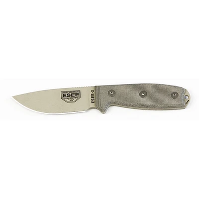 ESEE-3P Desert Tan Plain Edge Micarta with Modified Pommel & OD Sheath (ESEE-3PM-DT)