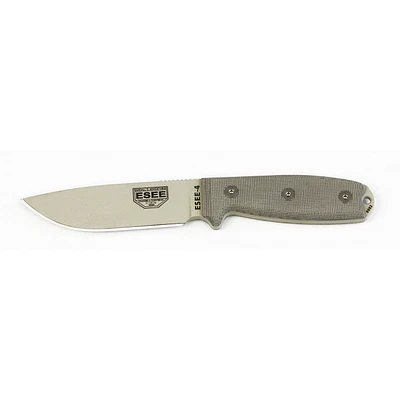ESEE-4 Desert Tan Plain Edge Micarta with OD Sheath (ESEE-4P-DT)