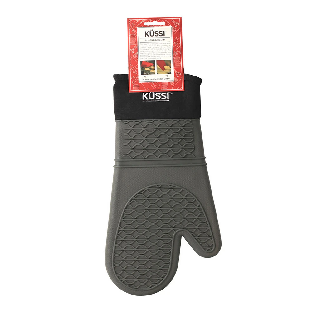 Kussi Silicone Oven Mitt Removable Liner Slate (KUSSMSL-1)