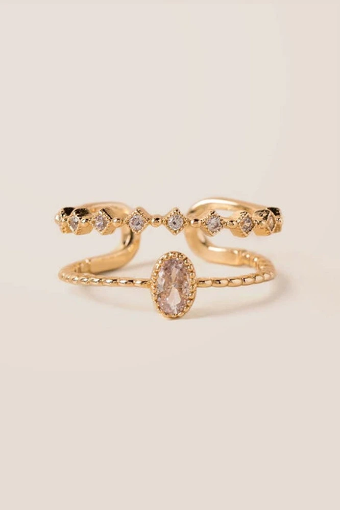 Kristin Crystal Adjustable Ring