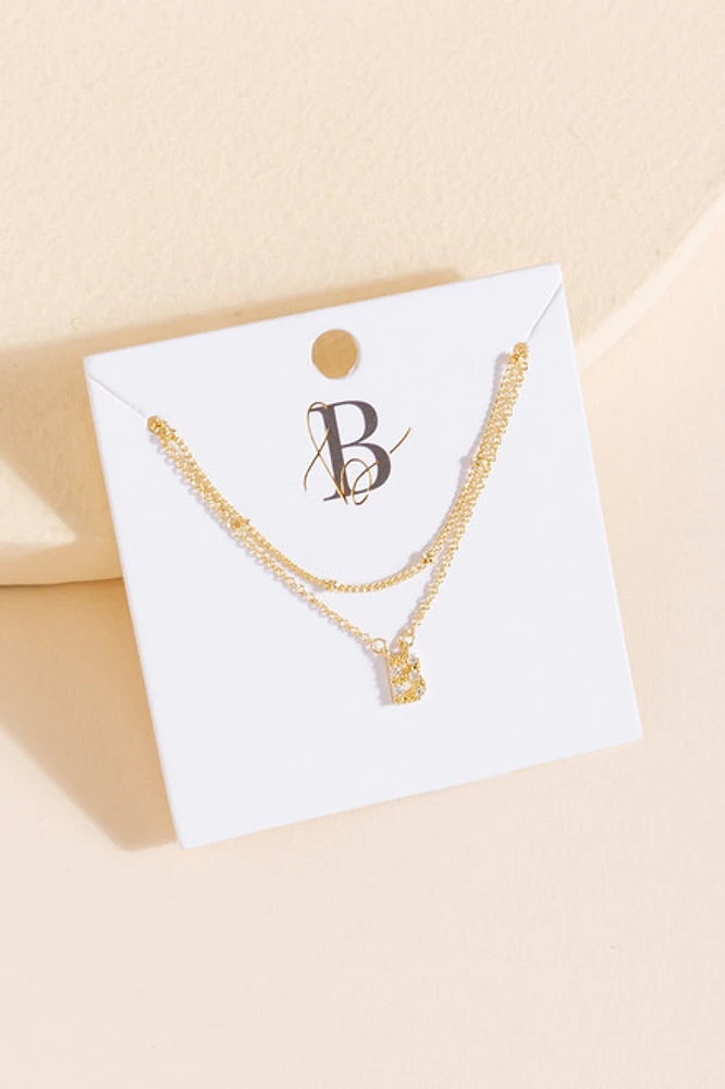 Pave Crystal Initial Pendant Necklace