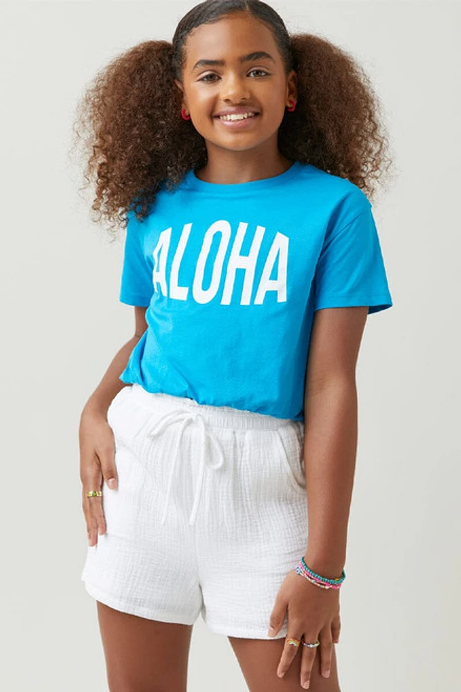 Hello Franki Aloha Blue Graphic Tee for girls