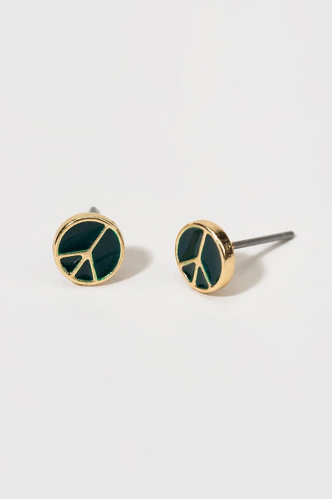 Hello Franki Navy Enamel Peace Sign Studs for girls