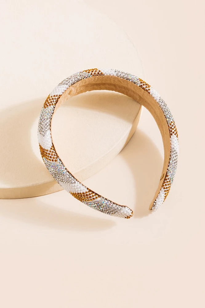 franki Chevron Crystal Headband for Girls Gold