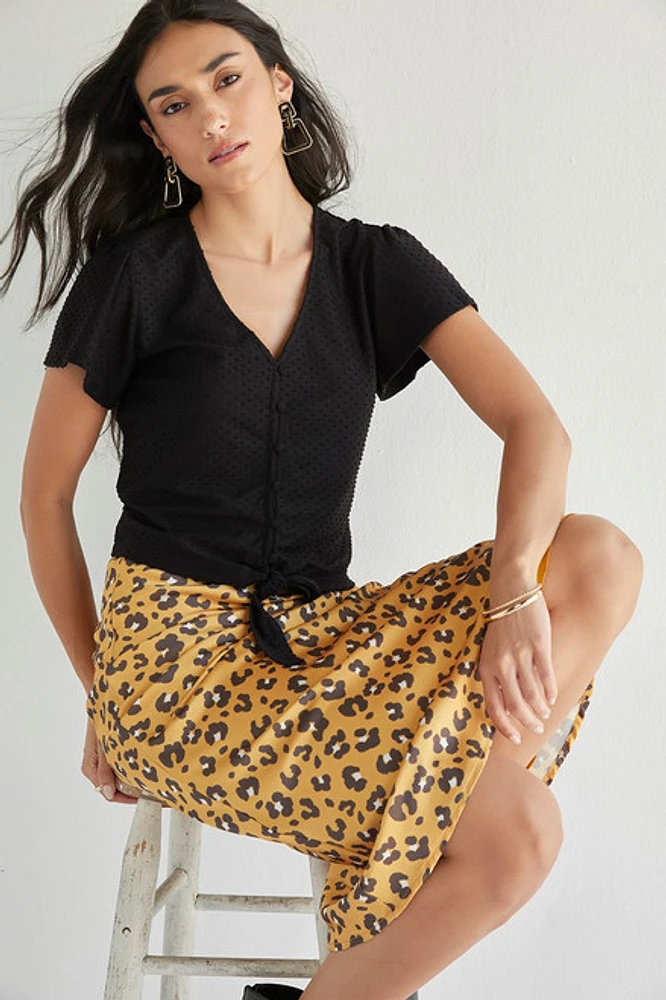 Alaia Tie Front Swiss Dot Tee