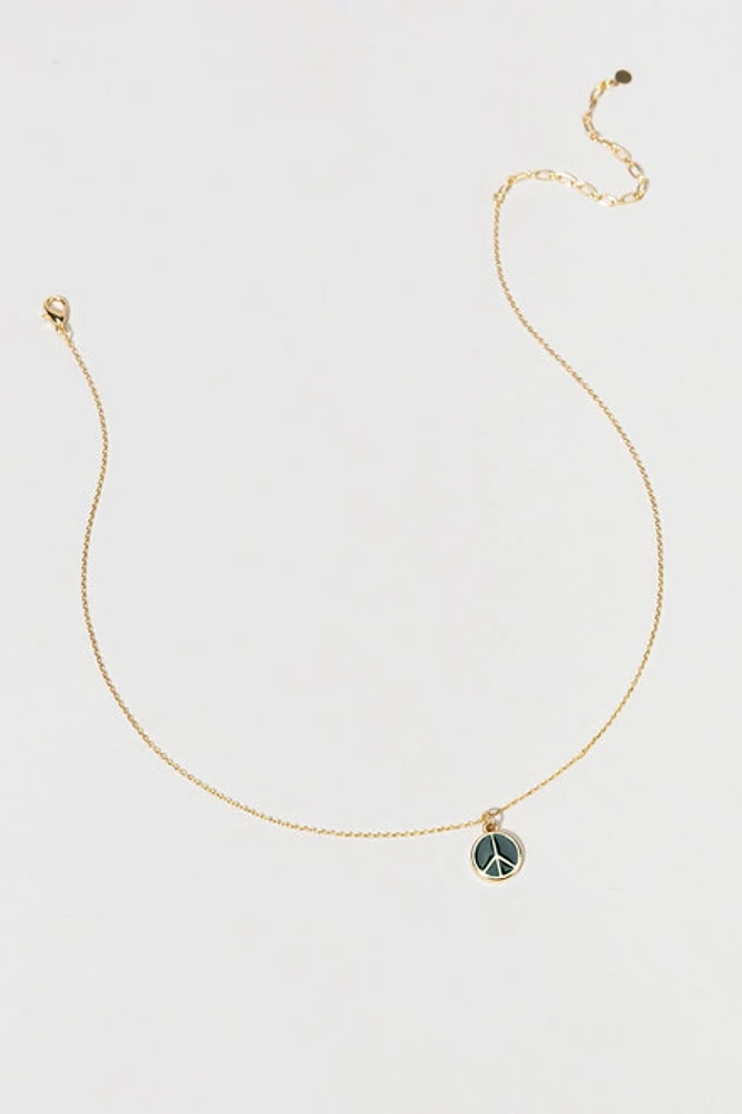 Hello Franki Navy Enamel Peace Sign Pendant Necklace for girls