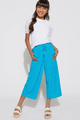 Hello Franki Eyelet Wide Leg Pants for girls
