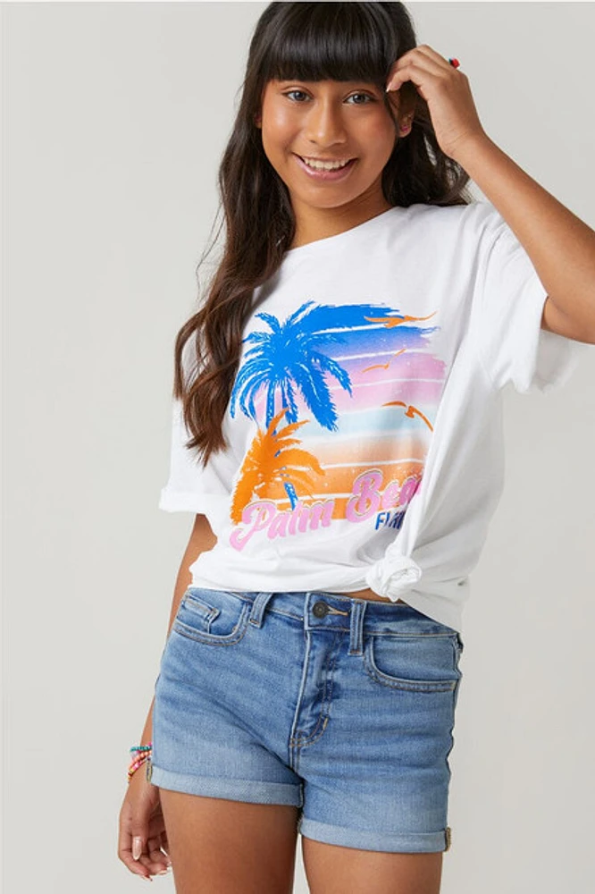 Hello Franki Palm Beach Graphic Tee for girls
