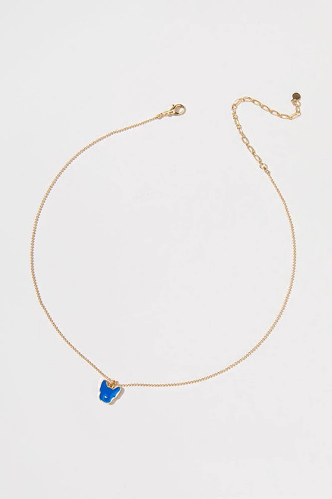 Hello Franki Dark Teal Frenchie Pendant Necklace for girls