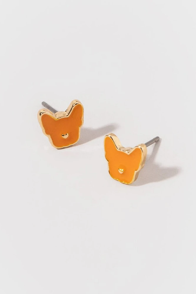 Hello Franki Yellow Frenchie Stud Earrings for girls
