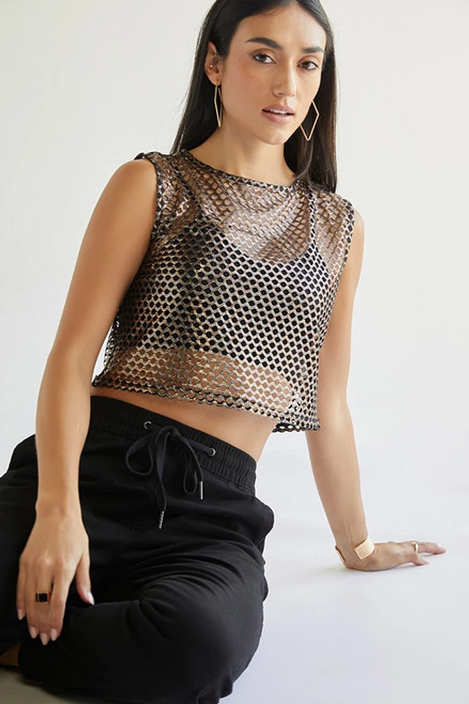 Laura Metallic Mesh Tank Top