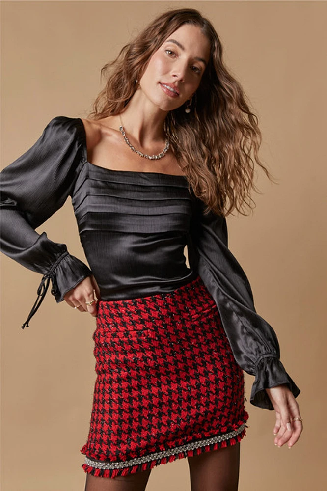 Brynn Satin Pleated Blouse