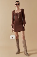 Francine Square Neck Sweater Mini Dress