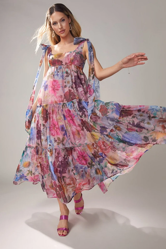 chinese dress ladies Baltic Born Womens Ayla Tiered Maxi Dress | Pink Multi Floral