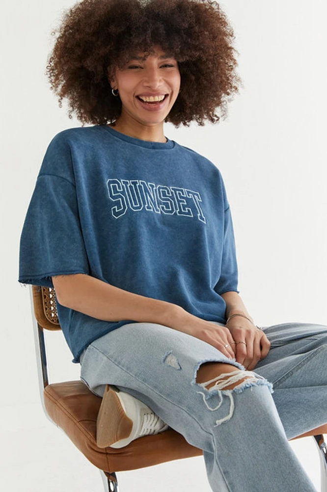 Sunset Washed Short Sleeve Sweatshirt