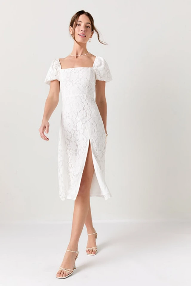 tabitha lace puff sleeve midi dress Francesca's Tabitha Lace Puff Sleeve Midi Dress