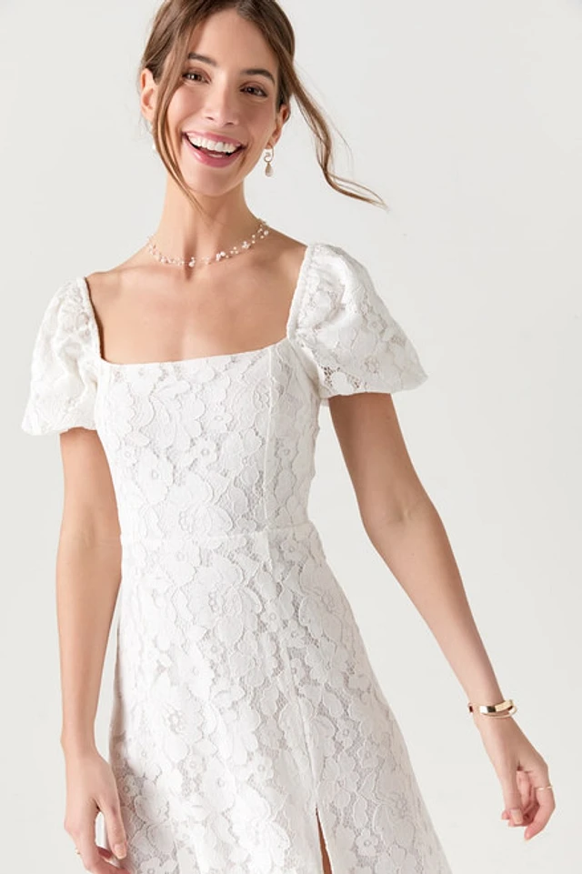 strappy red lace dress Strappy Flounced Lace Dress – Hadid Fashion main image 1